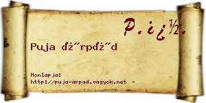 Puja Árpád névjegykártya